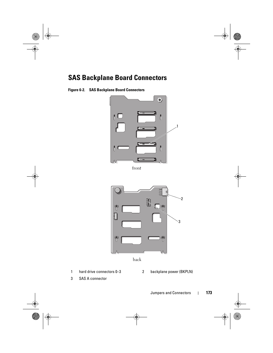 Sas backplane board connectors | Dell PowerEdge T310 User Manual | Page 173 / 194