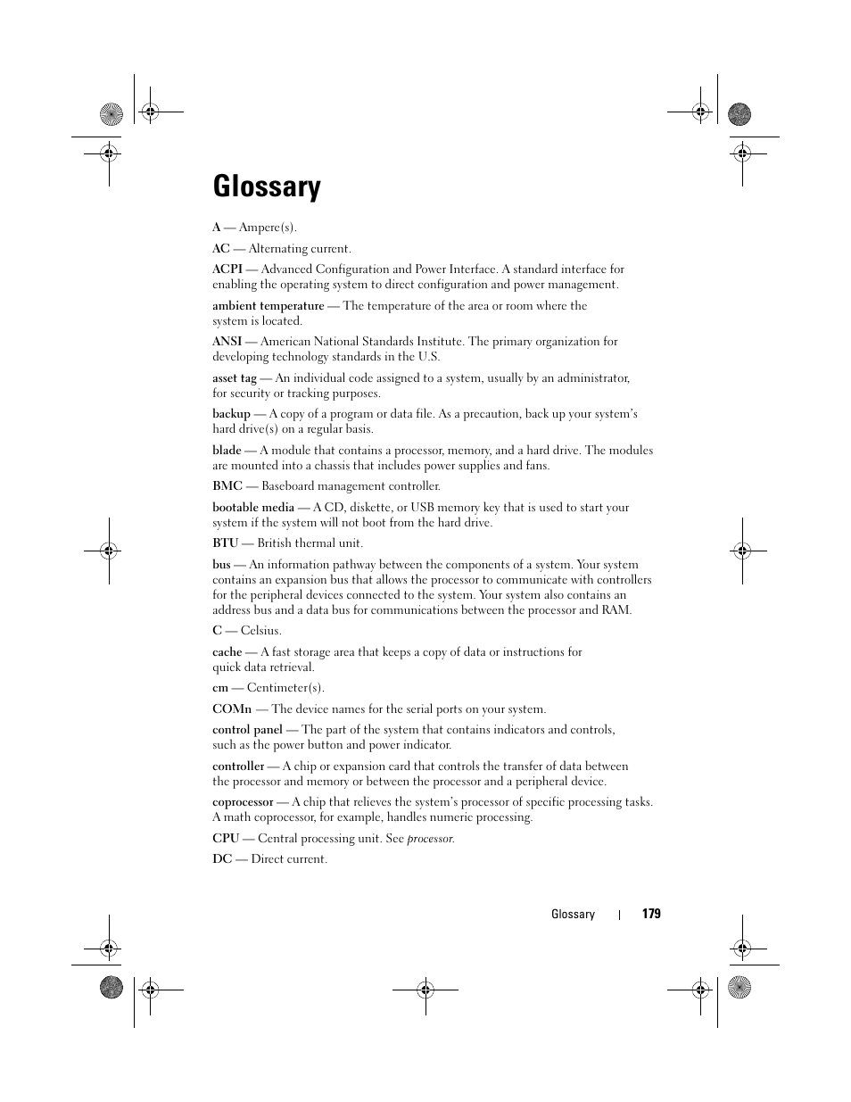 Glossary | Dell PowerEdge T310 User Manual | Page 179 / 194