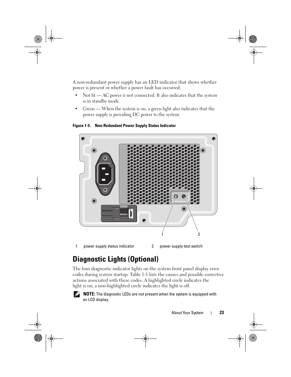 Diagnostic lights (optional) | Dell PowerEdge T310 User Manual | Page 23 / 194