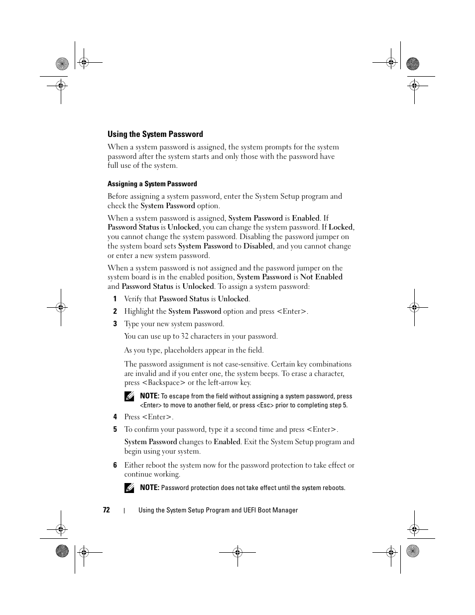 Using the system password | Dell PowerEdge T310 User Manual | Page 72 / 194