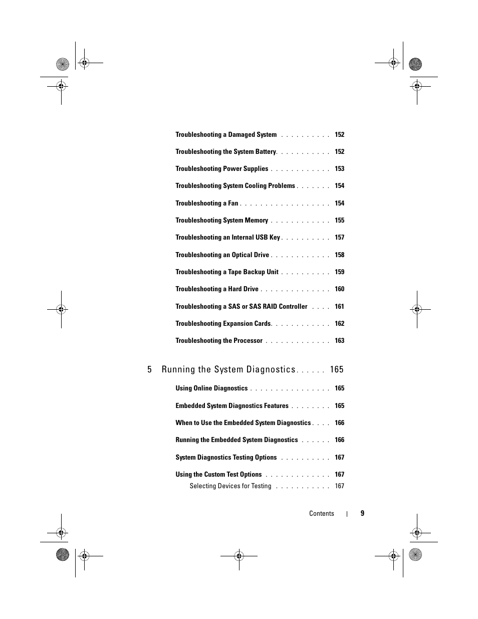 5running the system diagnostics | Dell PowerEdge T310 User Manual | Page 9 / 194
