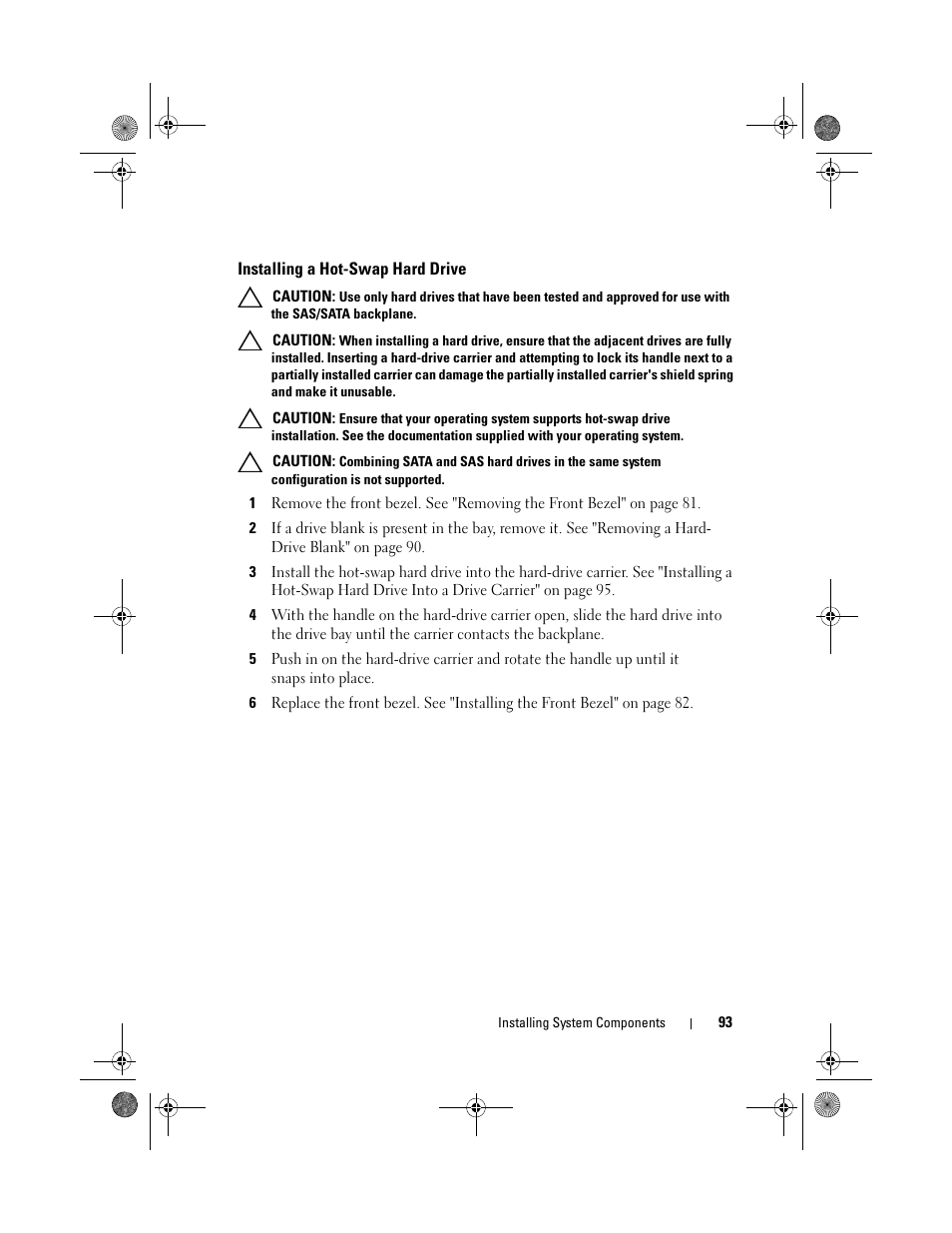 Installing a hot-swap hard drive | Dell PowerEdge T310 User Manual | Page 93 / 194