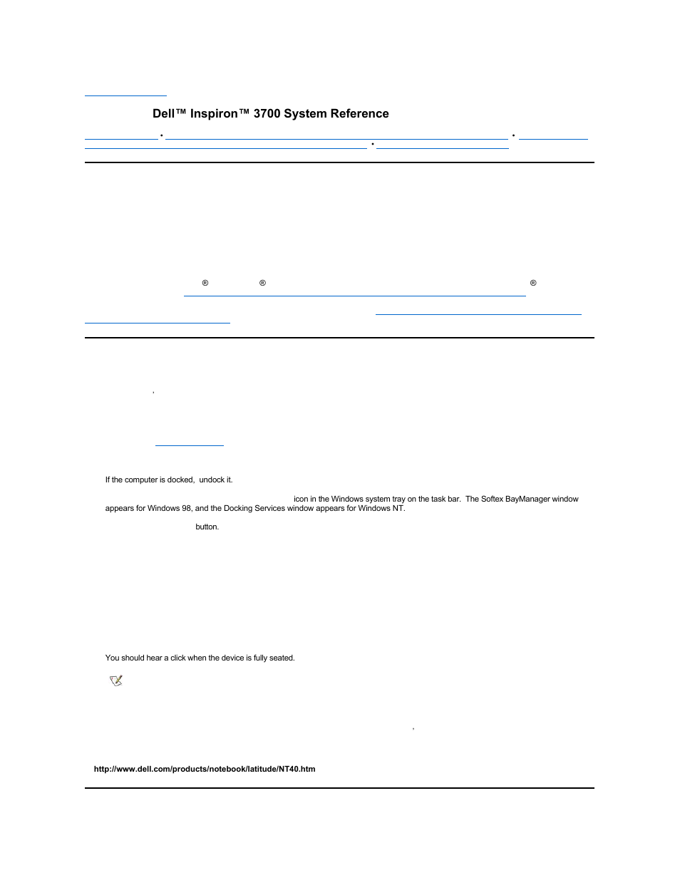 Media bay: dell™ inspiron™ 3700 system reference | Dell Inspiron 3700 User Manual | Page 73 / 185