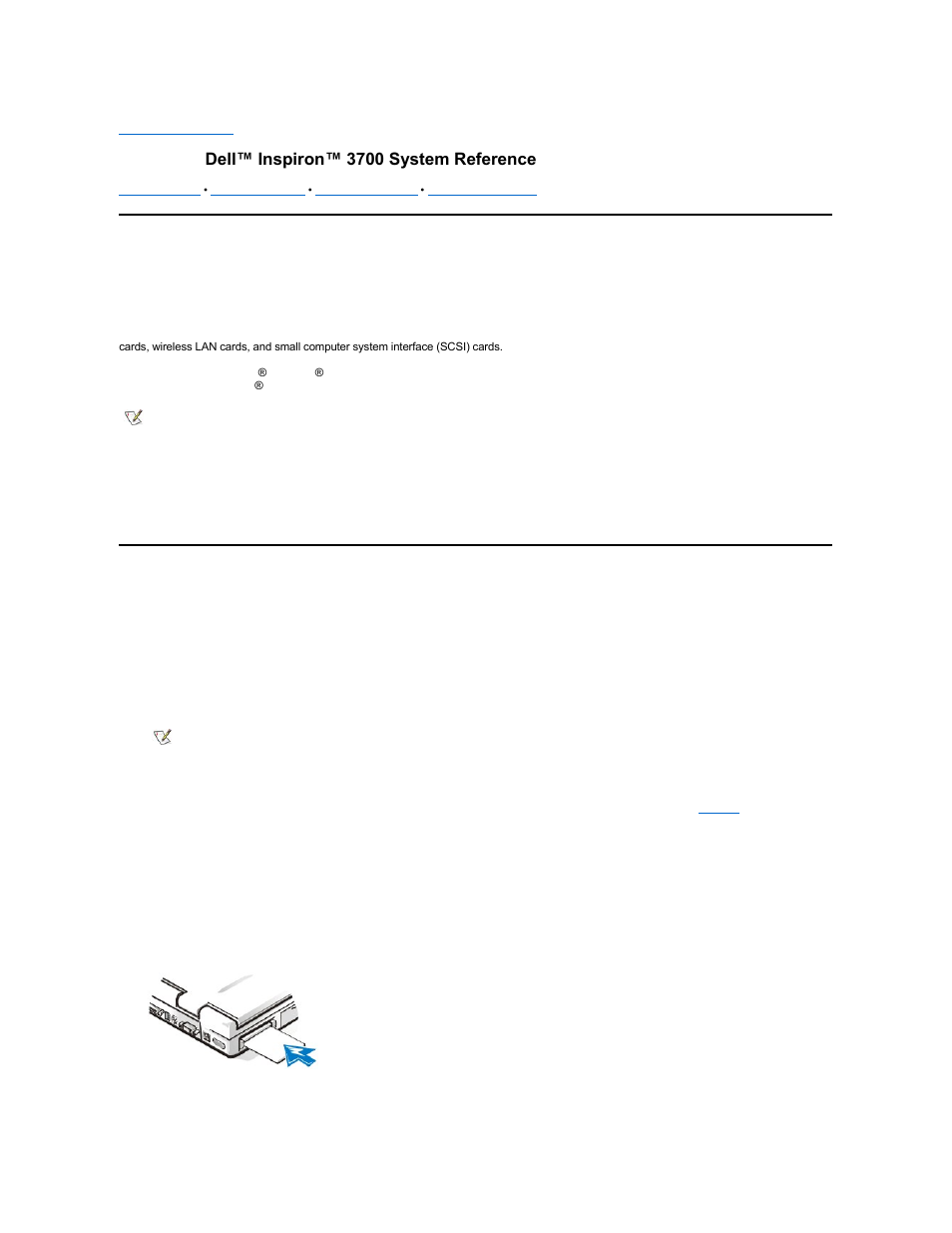 Pc cards: dell™ inspiron™ 3700 system reference | Dell Inspiron 3700 User Manual | Page 86 / 185