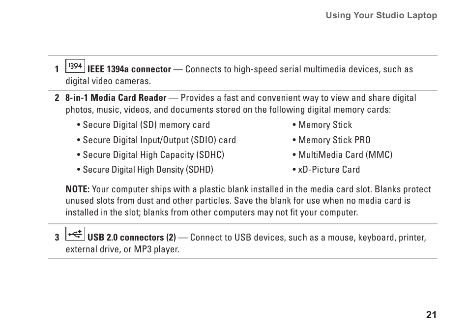 Dell Studio 1747 (Late 2009) User Manual | Page 23 / 102