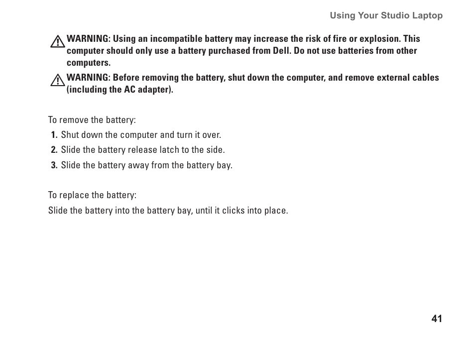 Dell Studio 1747 (Late 2009) User Manual | Page 43 / 102