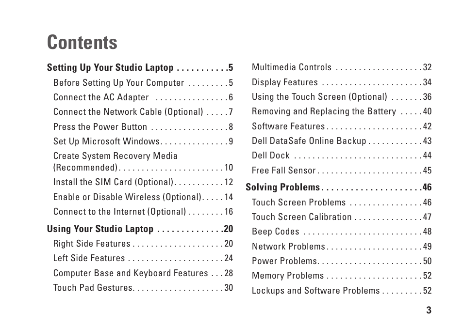 Dell Studio 1747 (Late 2009) User Manual | Page 5 / 102