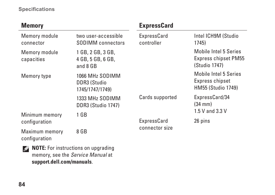 Dell Studio 1747 (Late 2009) User Manual | Page 86 / 102