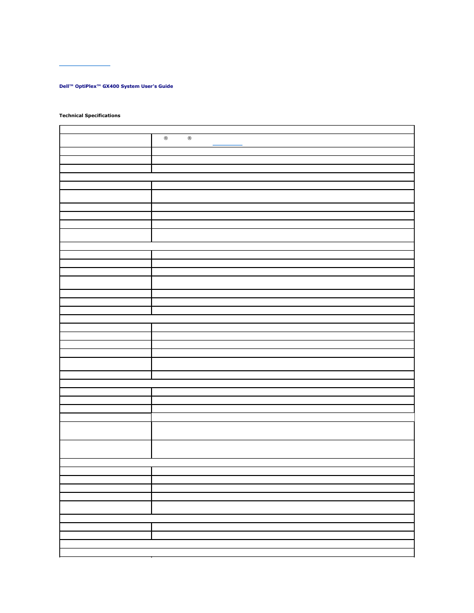 Technical specifications | Dell OptiPlex GX400 User Manual | Page 35 / 88