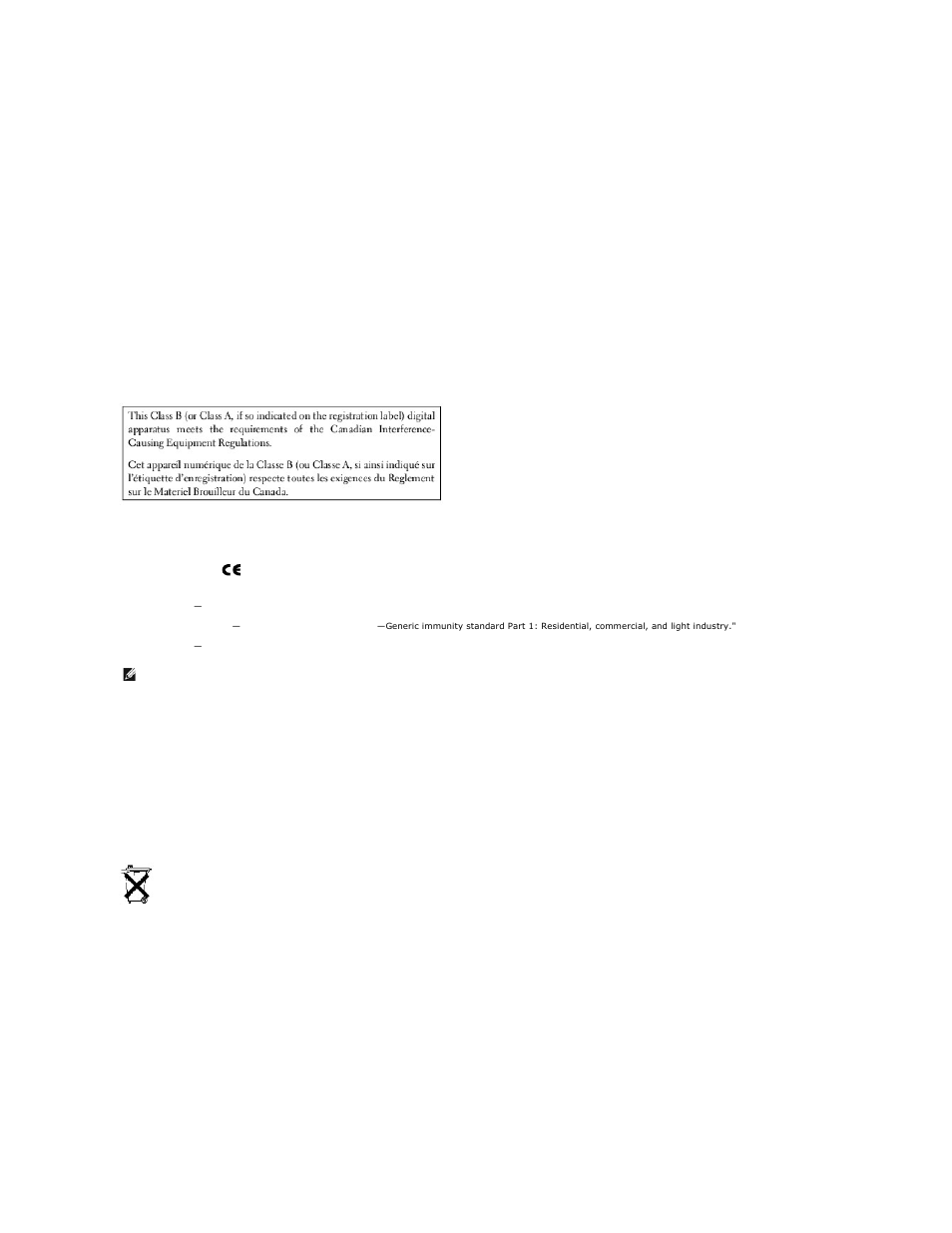 Ic notice (canada only), Ce notice (european union), Battery disposal | Dell OptiPlex GX400 User Manual | Page 72 / 88