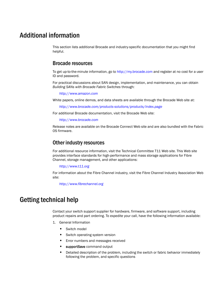 Additional information, Brocade resources, Other industry resources | Getting technical help | Dell POWEREDGE M1000E User Manual | Page 13 / 130