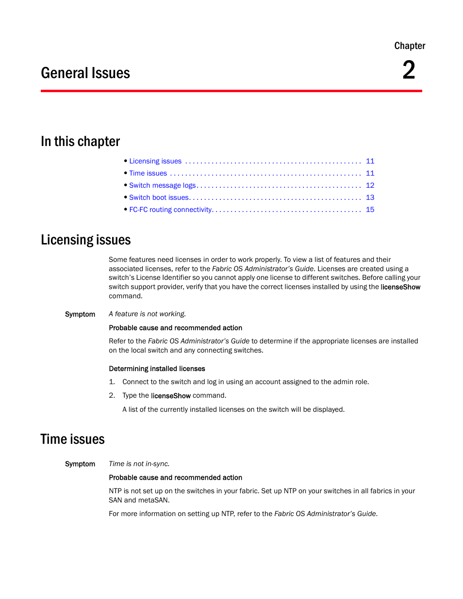 General issues, In this chapter, Licensing issues | Time issues, Chapter 2, Chapter 2, “general issues | Dell POWEREDGE M1000E User Manual | Page 25 / 130