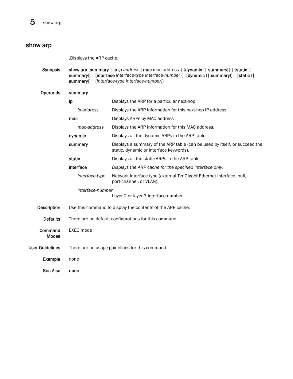 Show arp | Dell POWEREDGE M1000E User Manual | Page 104 / 302