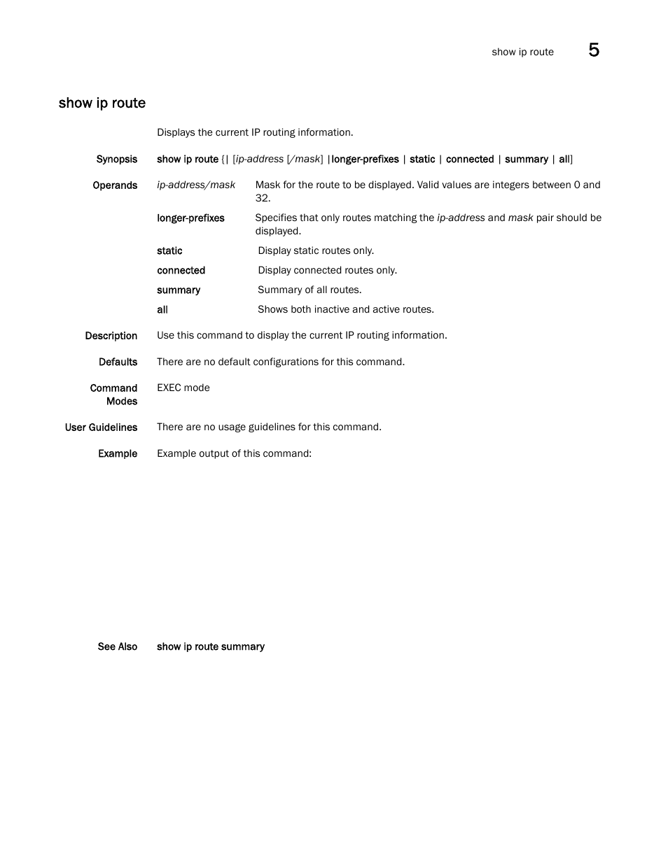 Show ip route | Dell POWEREDGE M1000E User Manual | Page 109 / 302