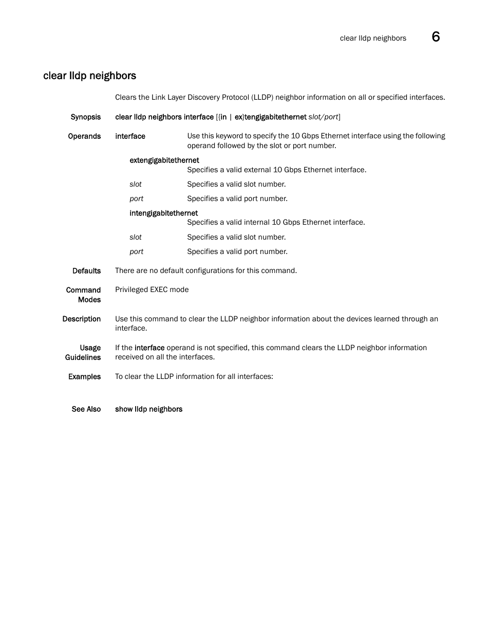 Clear lldp neighbors | Dell POWEREDGE M1000E User Manual | Page 117 / 302