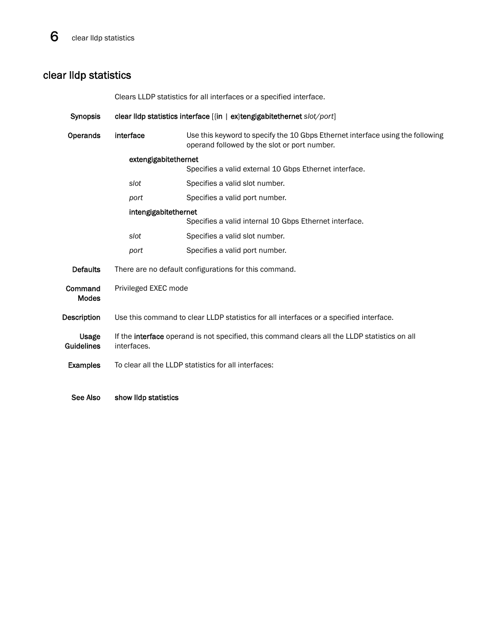 Clear lldp statistics | Dell POWEREDGE M1000E User Manual | Page 118 / 302