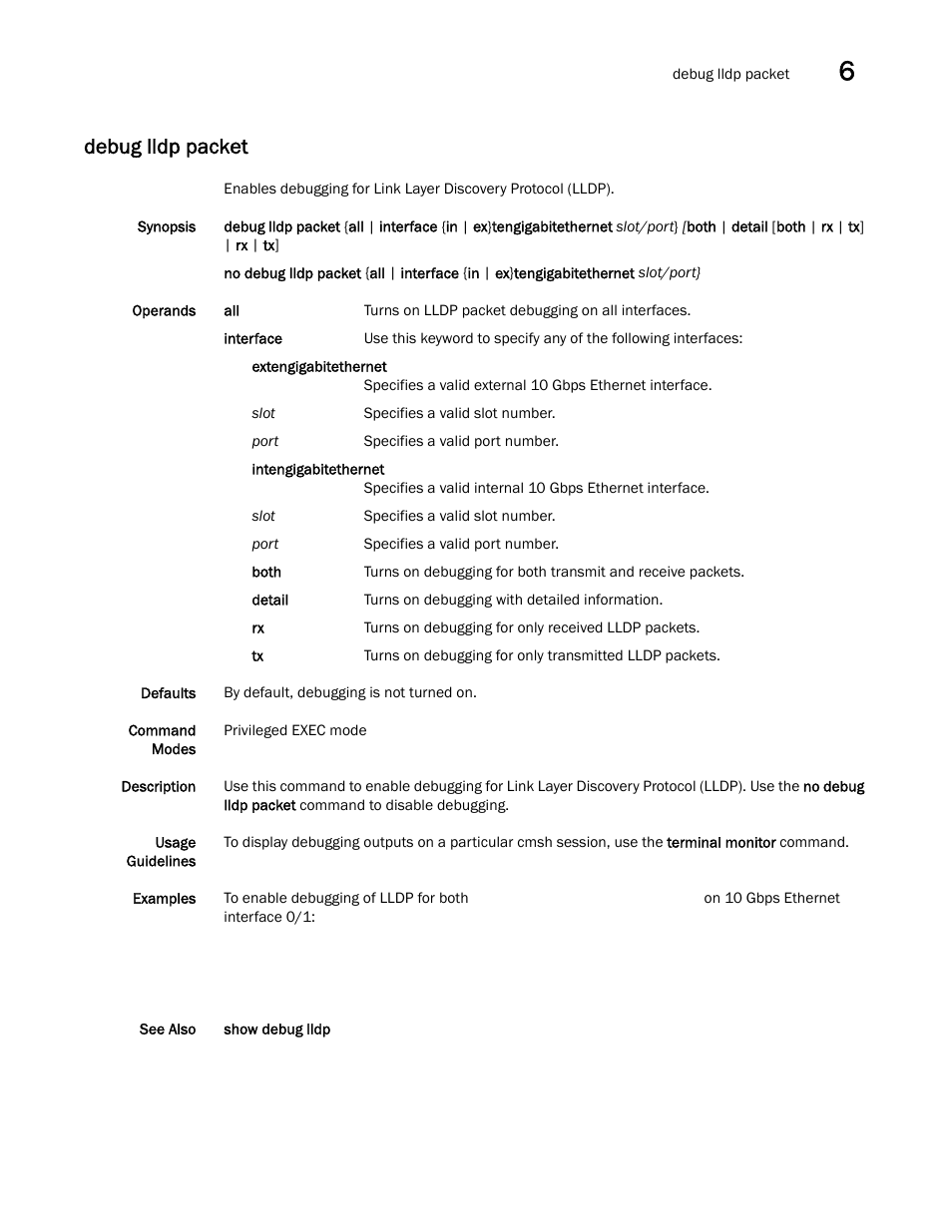 Debug lldp packet | Dell POWEREDGE M1000E User Manual | Page 119 / 302