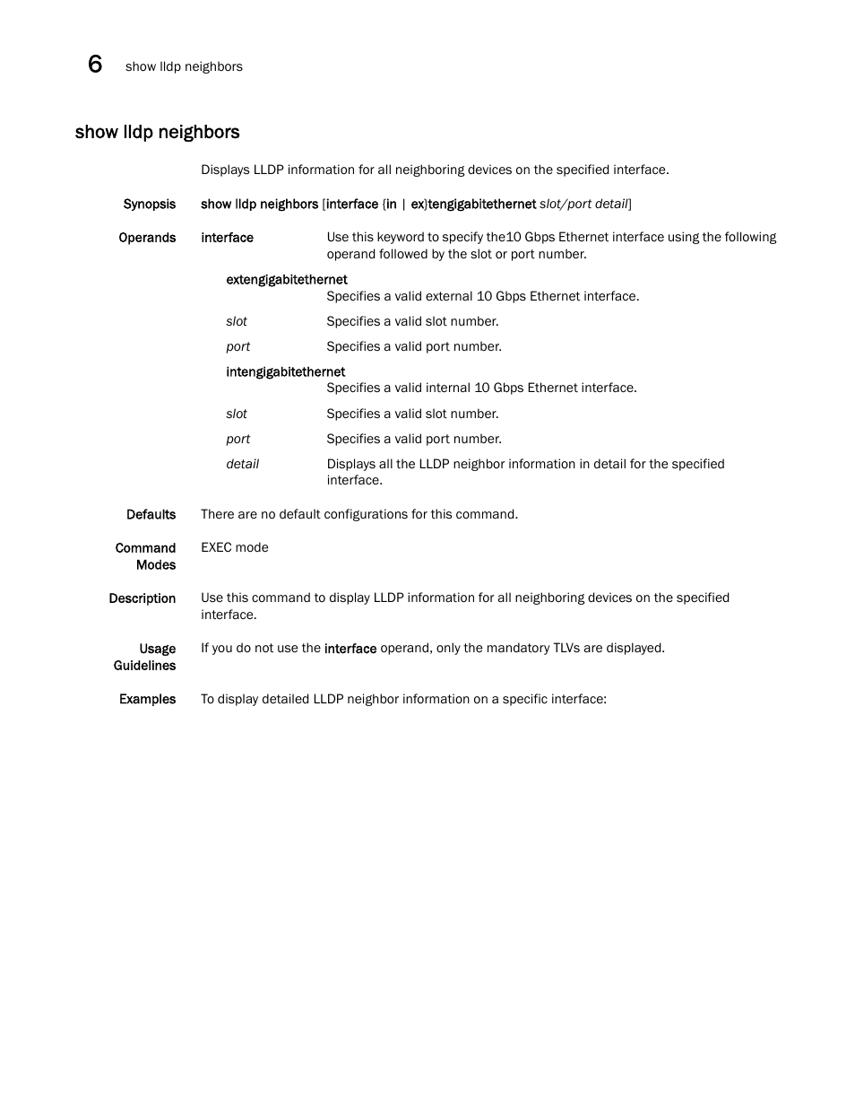 Show lldp neighbors | Dell POWEREDGE M1000E User Manual | Page 132 / 302