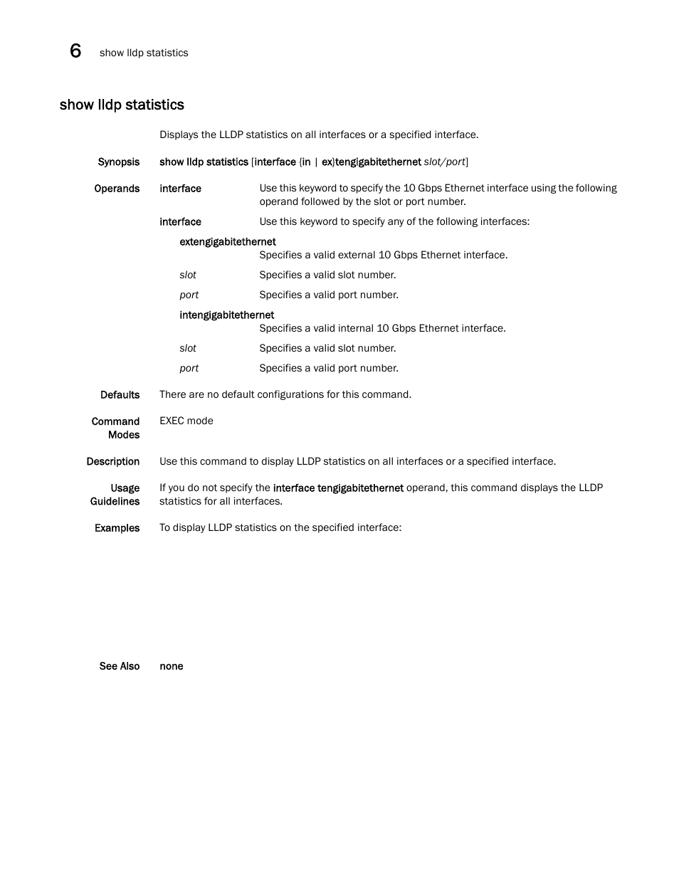 Show lldp statistics | Dell POWEREDGE M1000E User Manual | Page 134 / 302