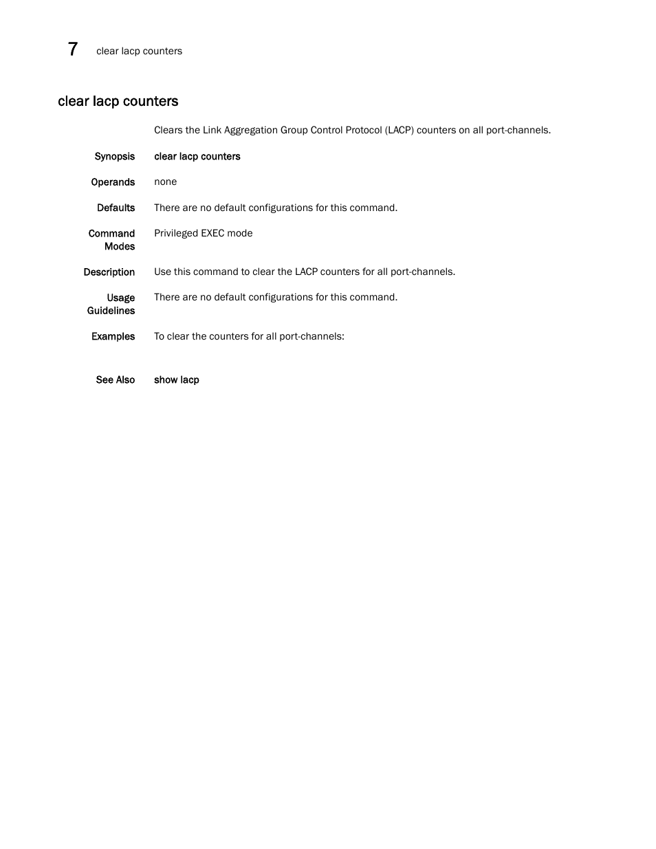 Clear lacp counters | Dell POWEREDGE M1000E User Manual | Page 140 / 302