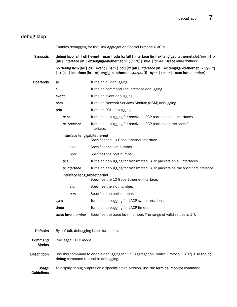 Debug lacp | Dell POWEREDGE M1000E User Manual | Page 141 / 302