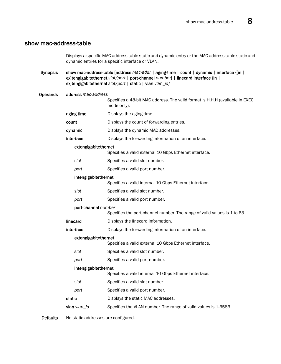 Show mac-address-table | Dell POWEREDGE M1000E User Manual | Page 151 / 302