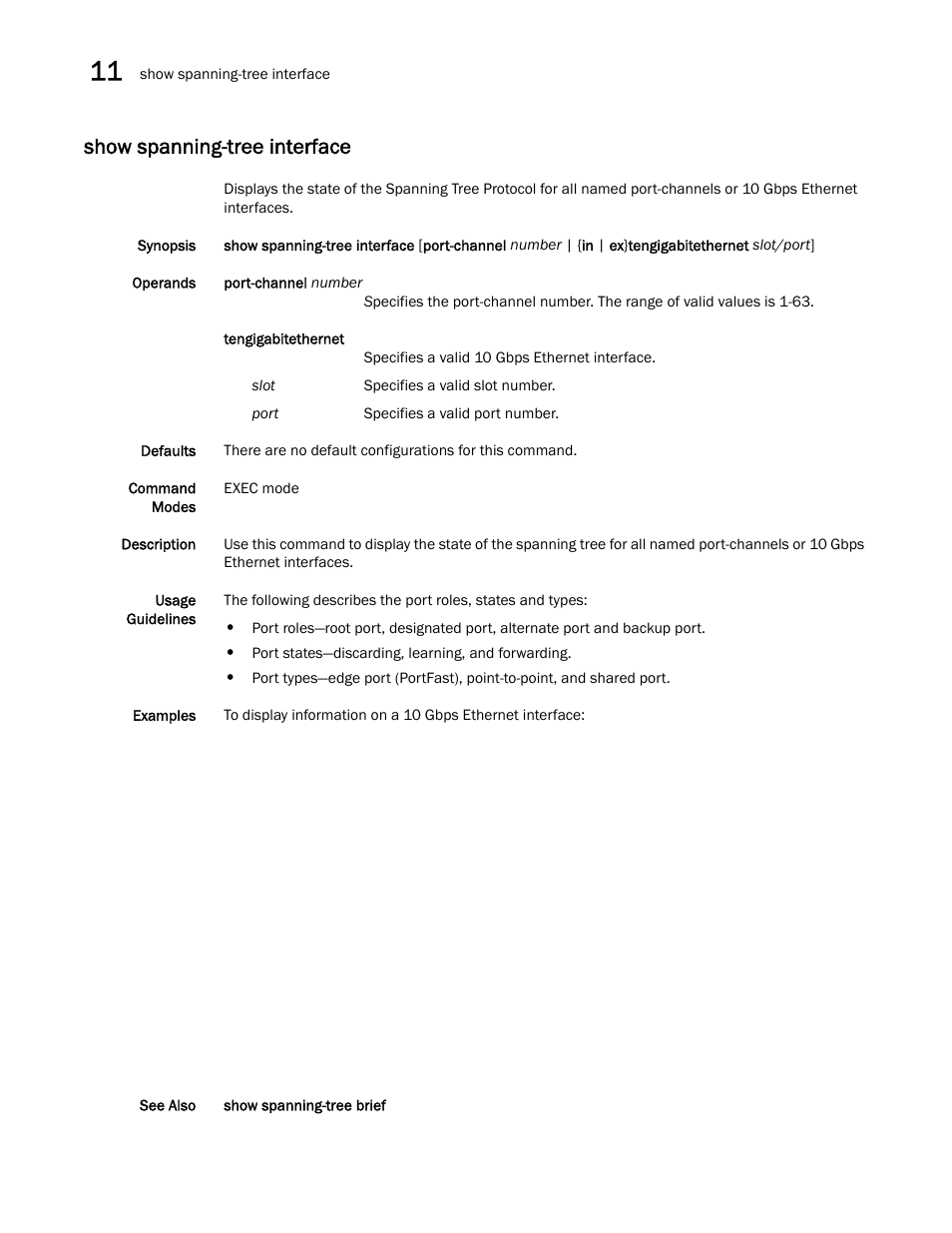 Show spanning-tree interface | Dell POWEREDGE M1000E User Manual | Page 192 / 302