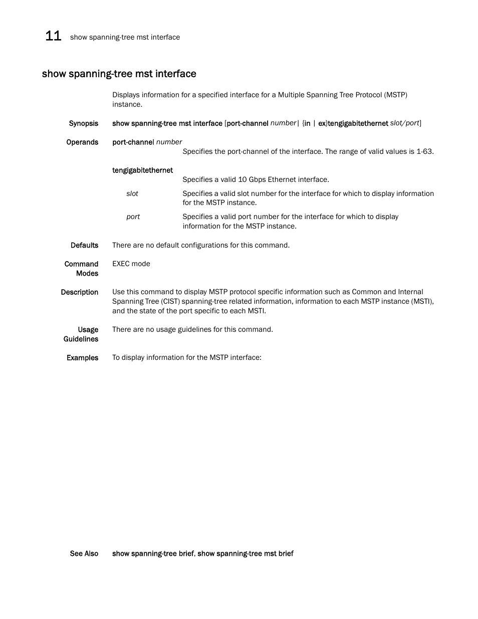 Show spanning-tree mst interface | Dell POWEREDGE M1000E User Manual | Page 198 / 302