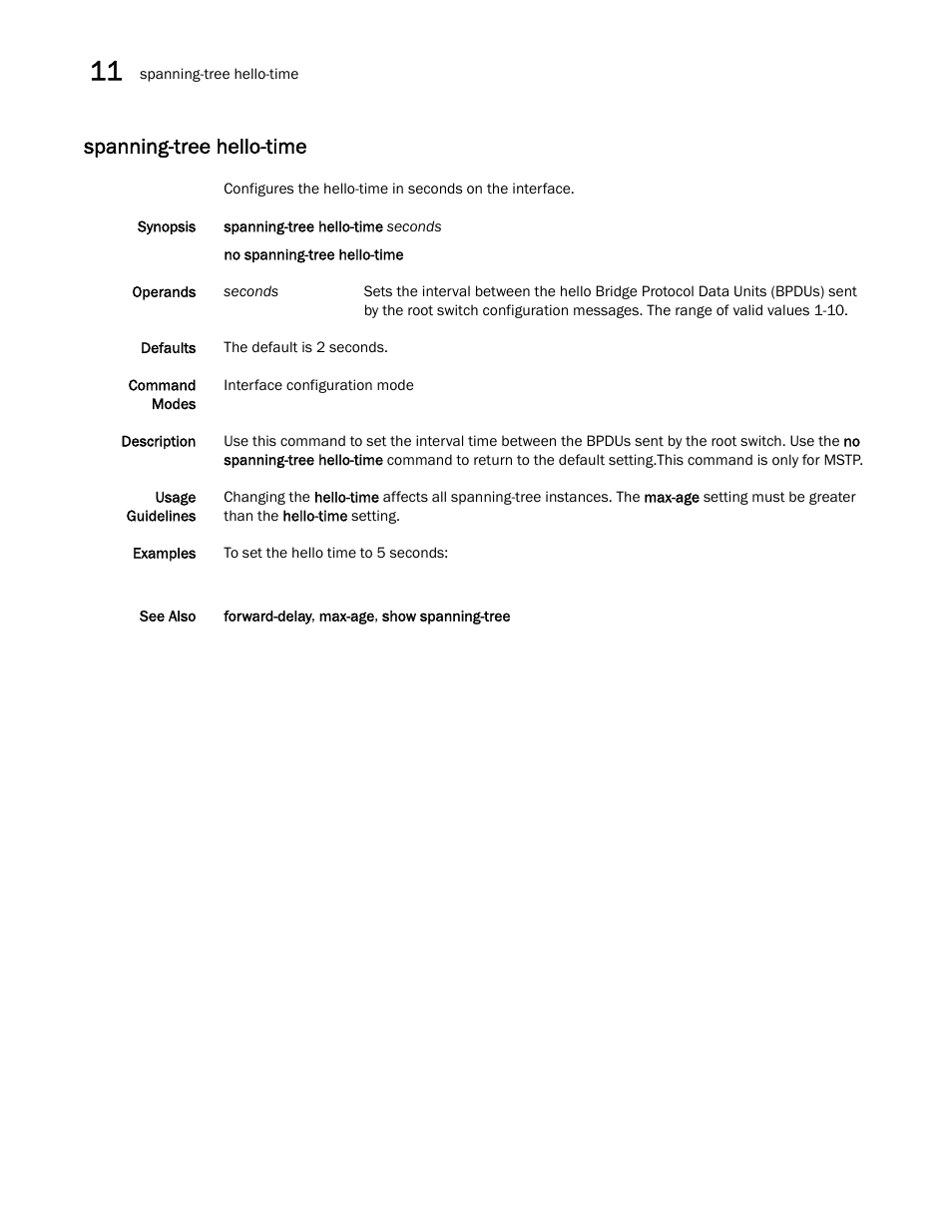 Spanning-tree hello-time | Dell POWEREDGE M1000E User Manual | Page 204 / 302