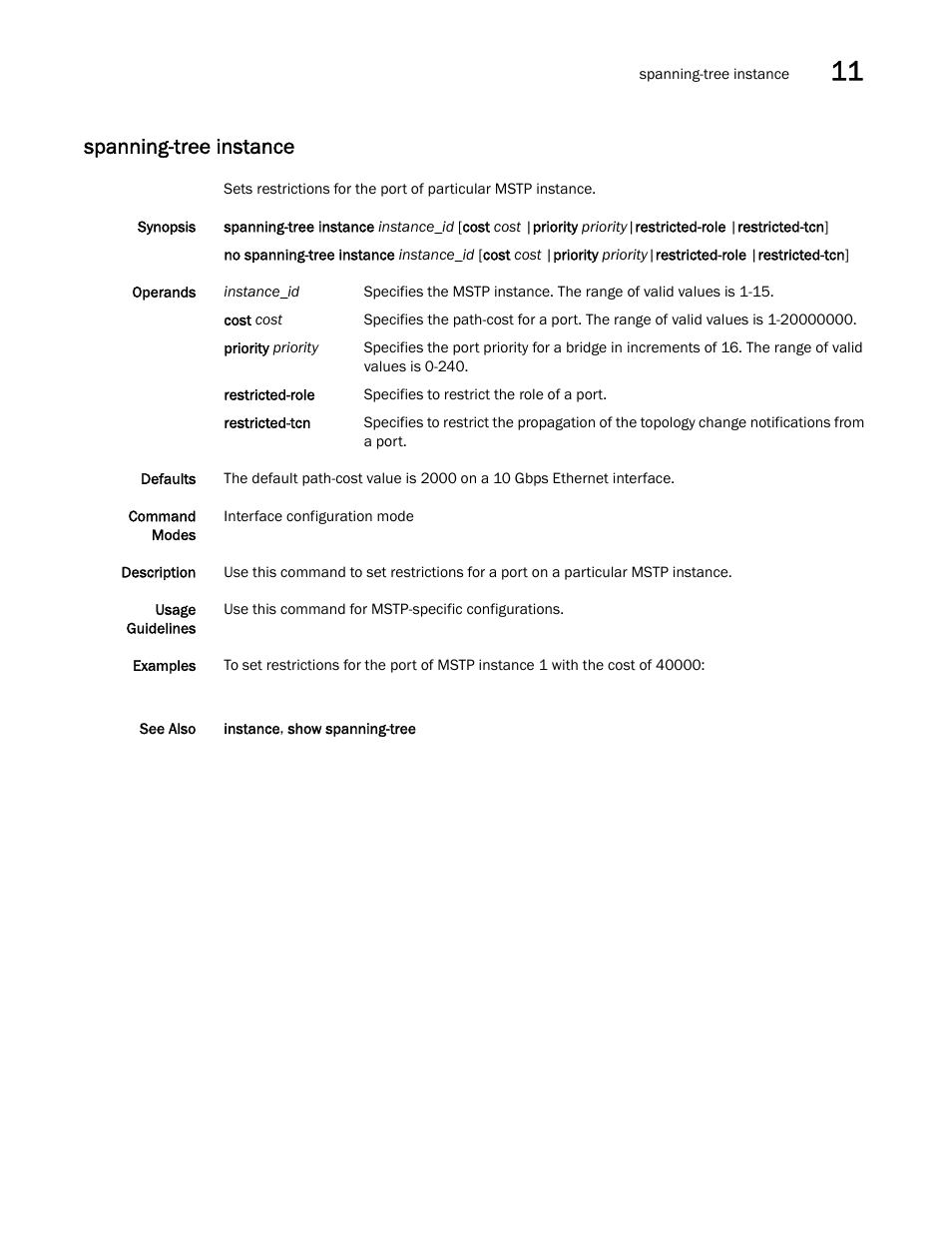 Spanning-tree instance | Dell POWEREDGE M1000E User Manual | Page 205 / 302