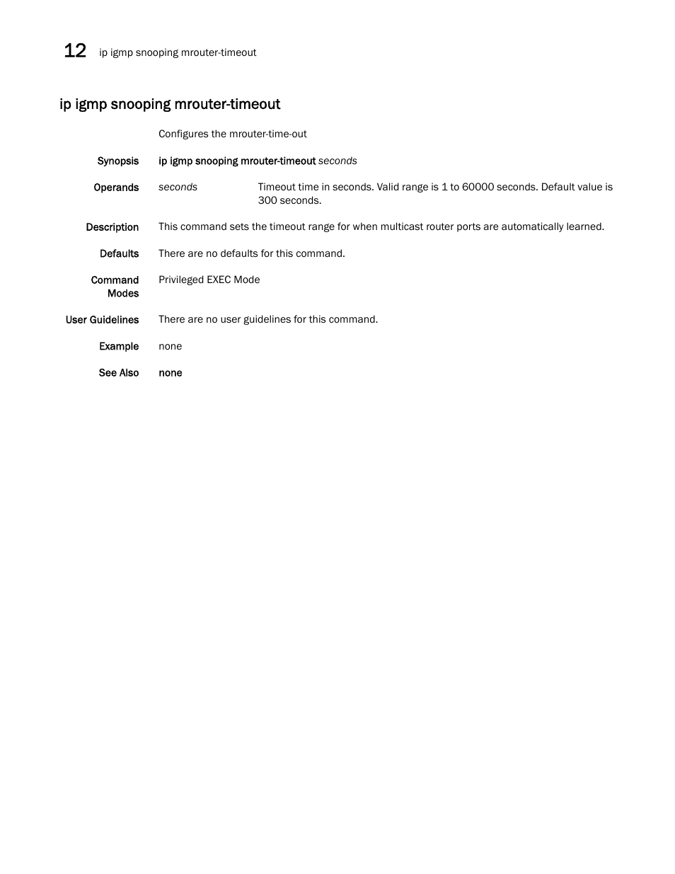 Ip igmp snooping mrouter-timeout | Dell POWEREDGE M1000E User Manual | Page 226 / 302