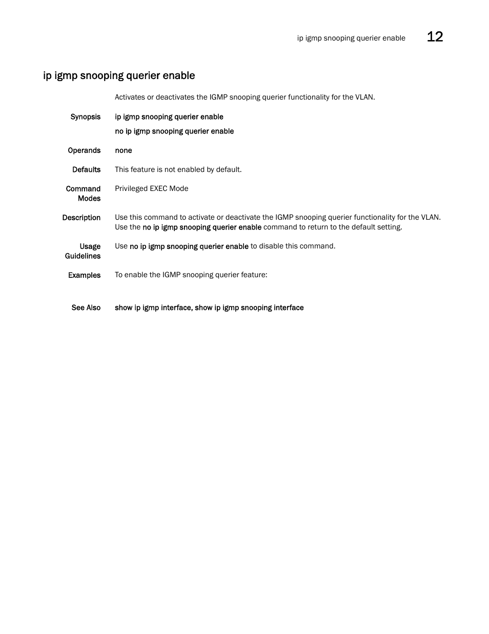 Ip igmp snooping querier enable | Dell POWEREDGE M1000E User Manual | Page 227 / 302