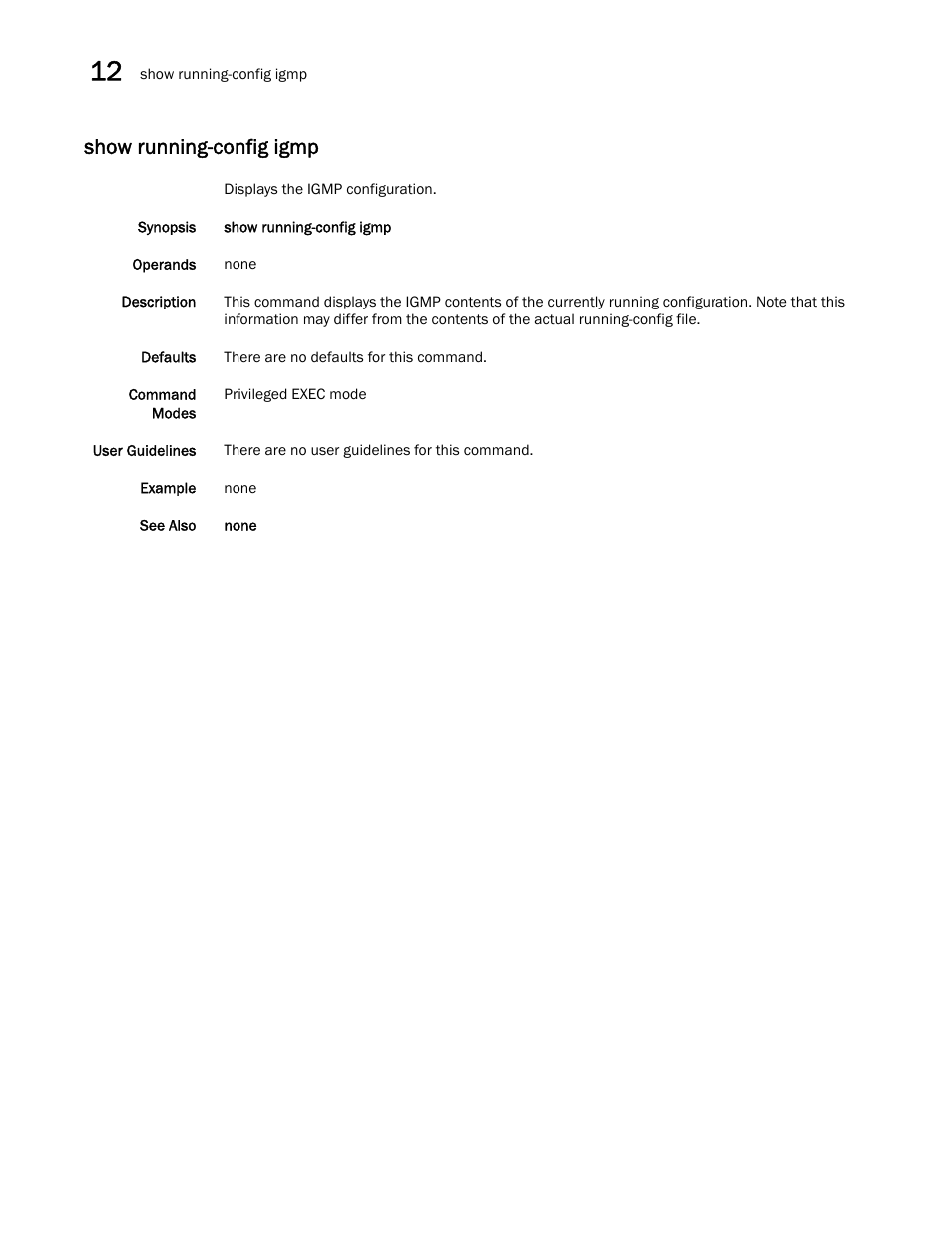 Show running-config igmp | Dell POWEREDGE M1000E User Manual | Page 232 / 302