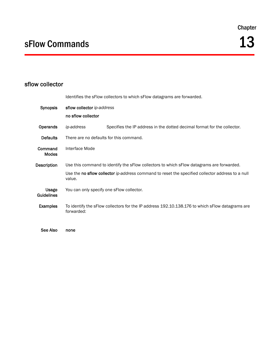 Sflow commands, Chapter 13, Sflow collector | Chapter 13, “sflow commands, Chapter | Dell POWEREDGE M1000E User Manual | Page 233 / 302