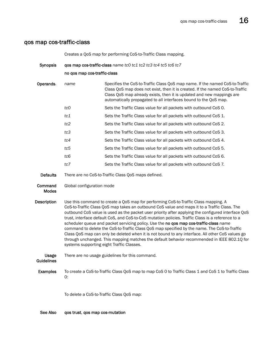 Qos map cos-traffic-class | Dell POWEREDGE M1000E User Manual | Page 265 / 302