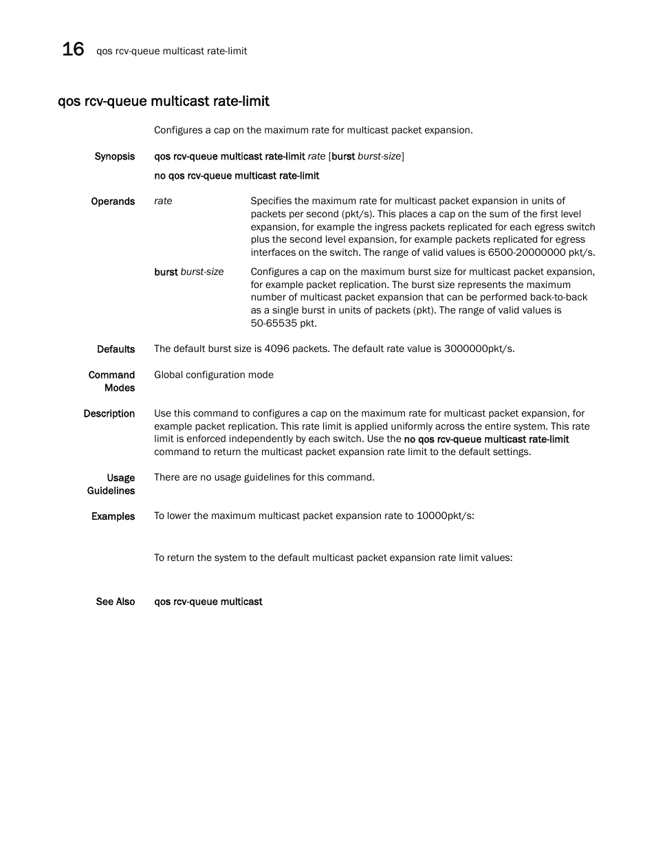 Qos rcv-queue multicast rate-limit | Dell POWEREDGE M1000E User Manual | Page 270 / 302