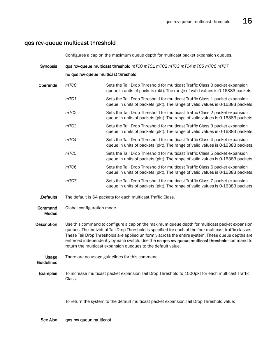 Qos rcv-queue multicast threshold | Dell POWEREDGE M1000E User Manual | Page 271 / 302