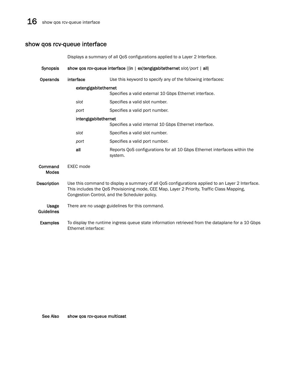 Show qos rcv-queue interface | Dell POWEREDGE M1000E User Manual | Page 280 / 302