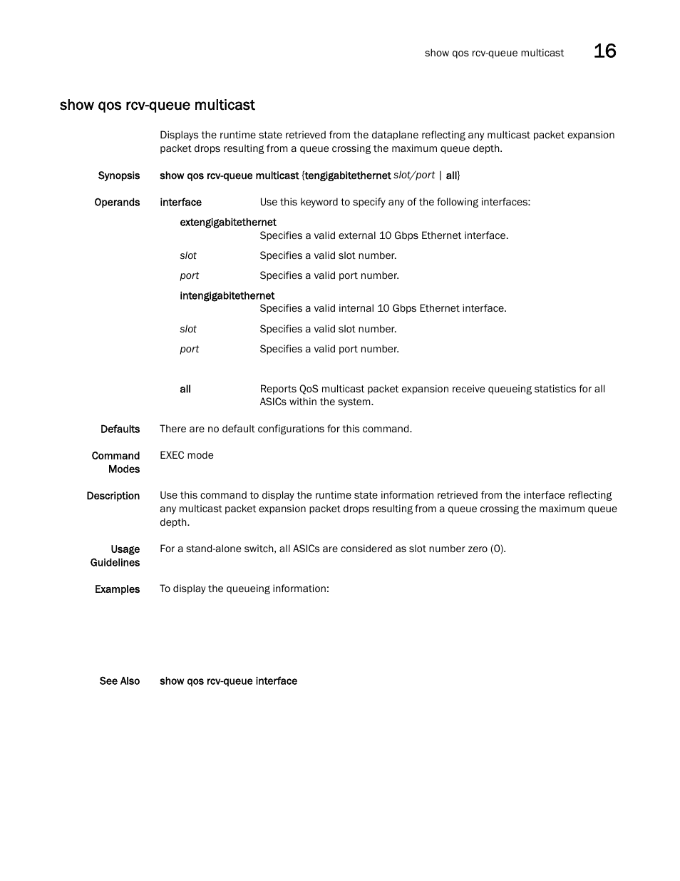 Show qos rcv-queue multicast | Dell POWEREDGE M1000E User Manual | Page 281 / 302