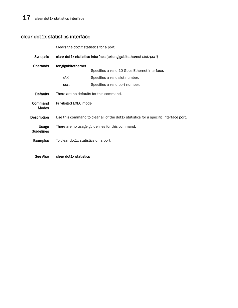 Clear dot1x statistics interface | Dell POWEREDGE M1000E User Manual | Page 284 / 302