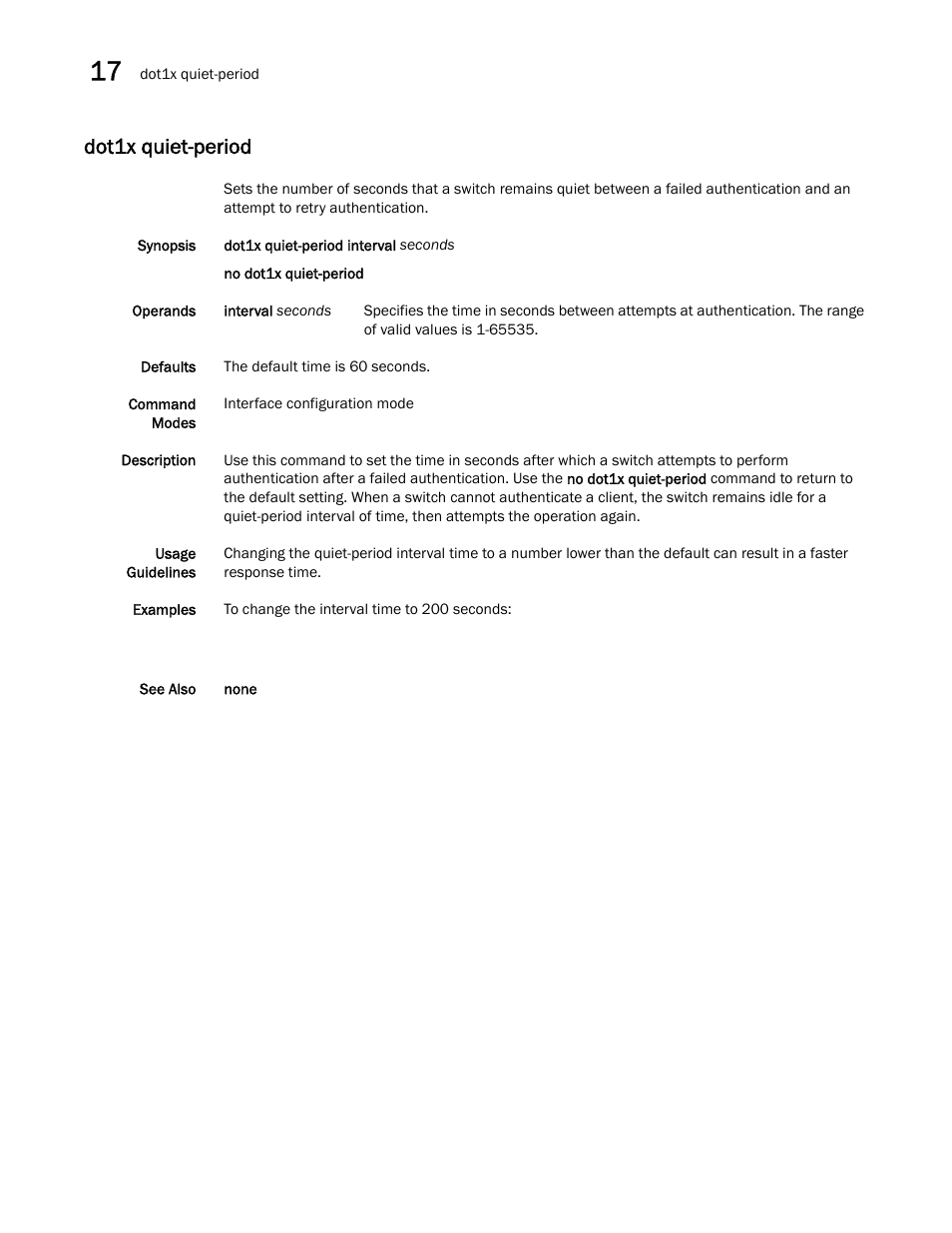 Dot1x quiet-period | Dell POWEREDGE M1000E User Manual | Page 288 / 302