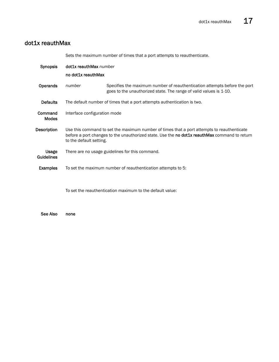 Dot1x reauthmax | Dell POWEREDGE M1000E User Manual | Page 291 / 302
