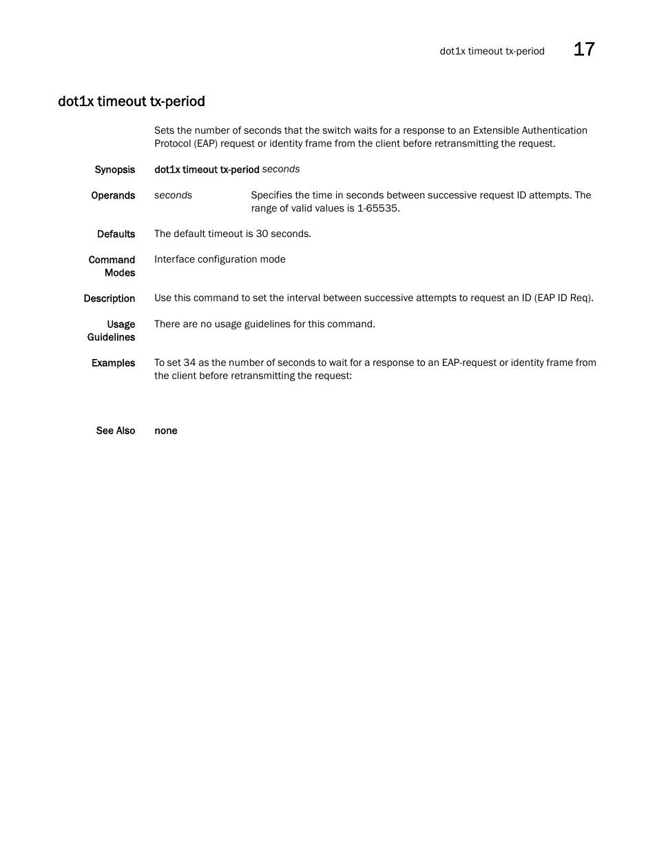 Dot1x timeout tx-period | Dell POWEREDGE M1000E User Manual | Page 295 / 302