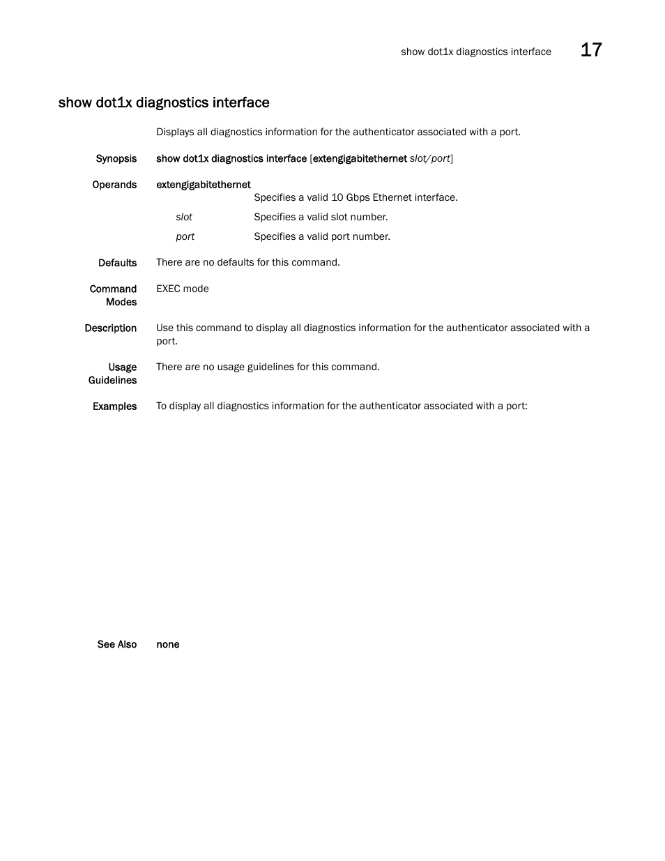 Show dot1x diagnostics interface | Dell POWEREDGE M1000E User Manual | Page 299 / 302