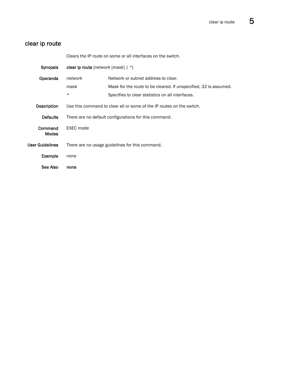 Clear ip route | Dell POWEREDGE M1000E User Manual | Page 95 / 302