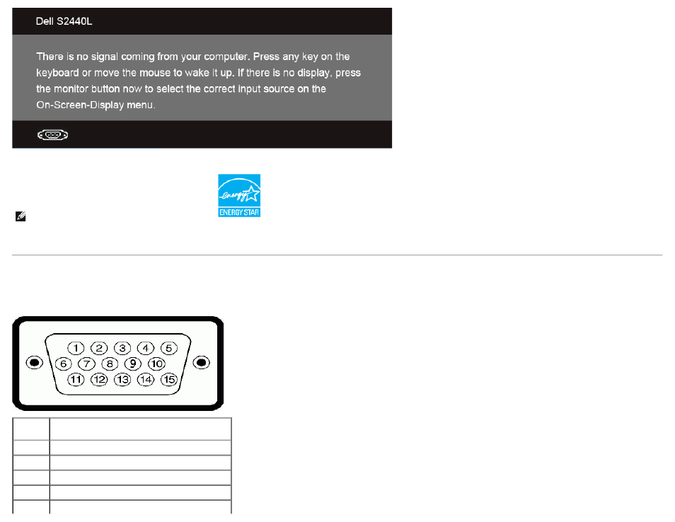 Pin assignments | Dell S2440L Monitor User Manual | Page 13 / 46
