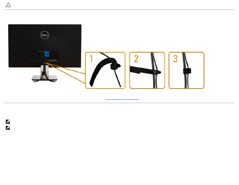 Organizing your cables, Removing the monitor stand | Dell S2440L Monitor User Manual | Page 19 / 46