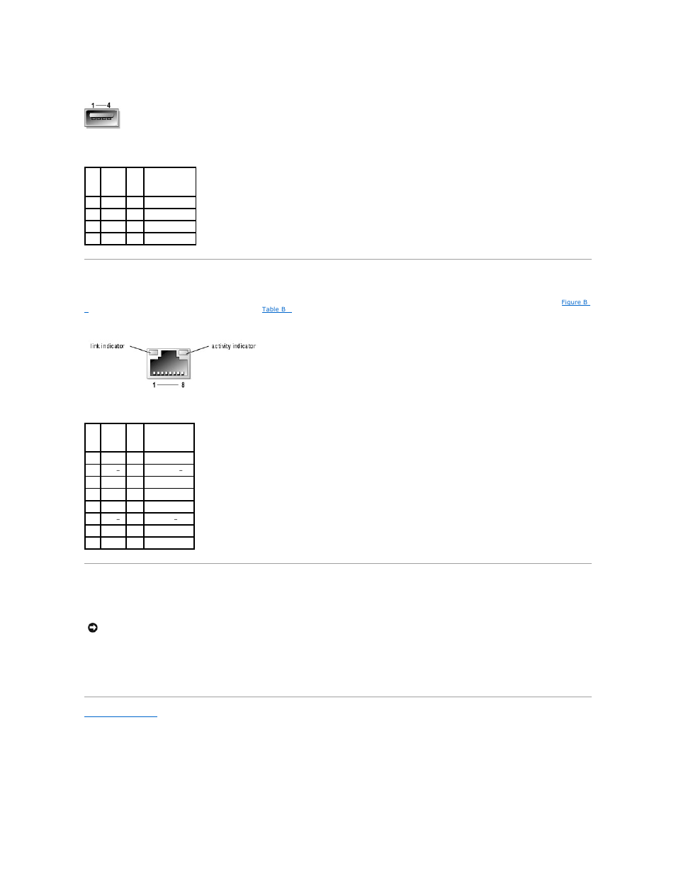 Integrated nic connector, Network cable requirements, Figure b | Table b, Defines the pin assignments for the connector | Dell PowerEdge SC 420 User Manual | Page 9 / 70