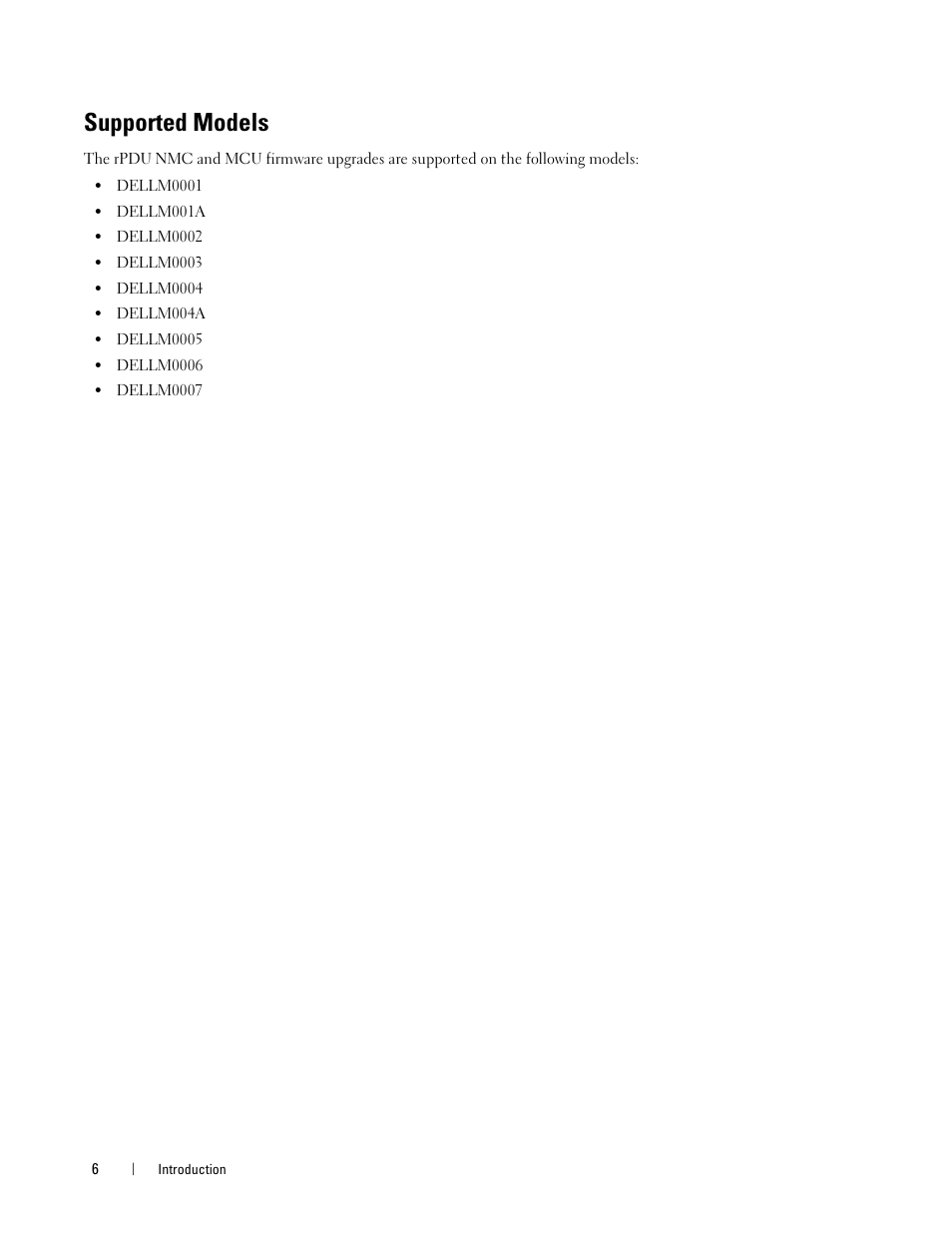 Supported models | Dell Metered PDU LCD User Manual | Page 6 / 32