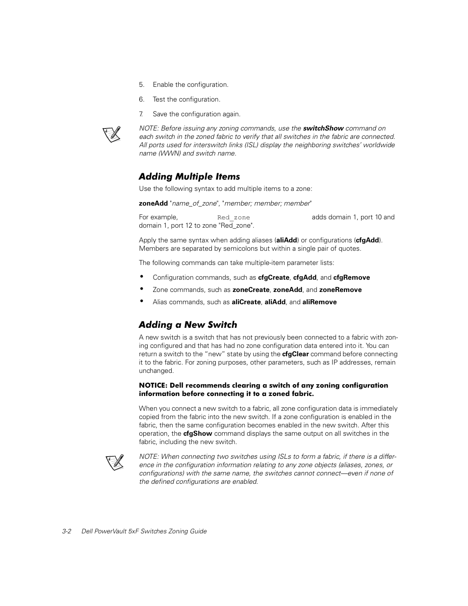 Adding multiple items, Adding a new switch, Adding multiple items -2 | Adding a new switch -2 | Dell PowerVault 56F (16P Fibre Channel Switch) User Manual | Page 20 / 38